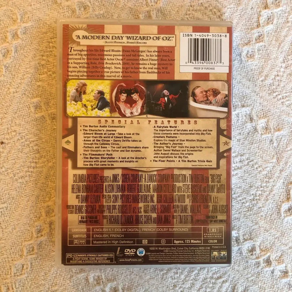 Big Fish Dvd Movie Tim Burton Ewan McGregor Helena Carter Romance Fantasy Drama - Picture 3 of 3